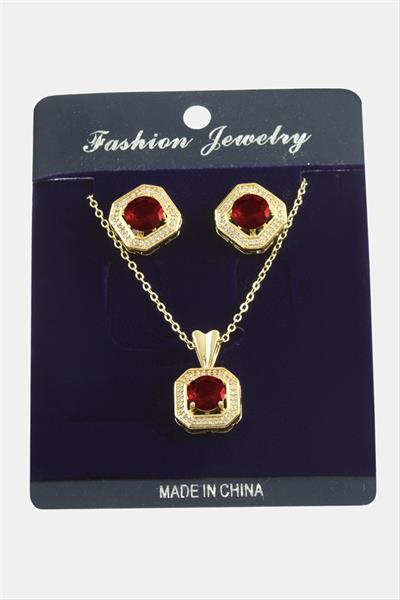 Kare Zirkon Taşlı Set Kolye