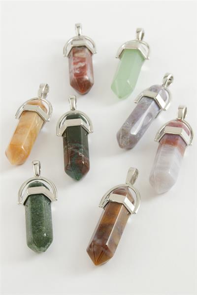 Karışık Akik Point Kolye Ucu