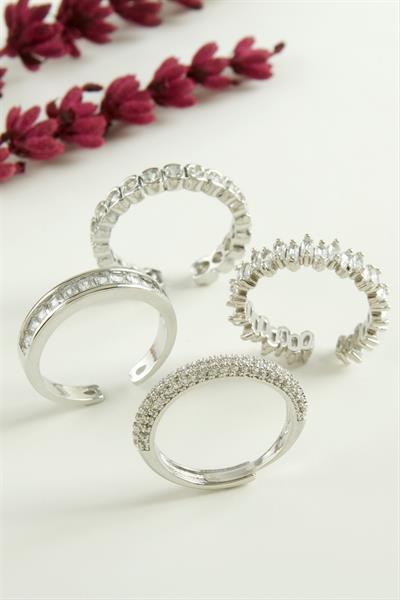 Karışık Lüks Baget Zirkon Taşlı Yüzük