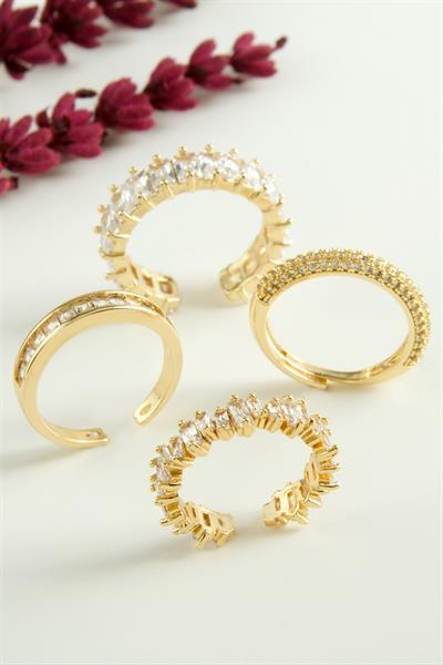 Karışık Lüks Baget Zirkon Taşlı Yüzük