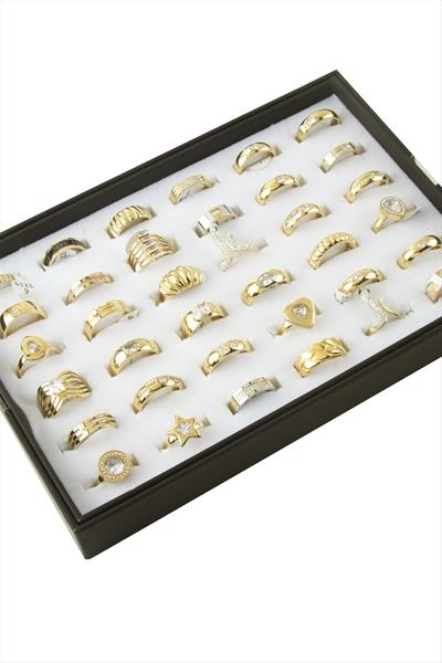 Karışık Lüks Zirkon Taşlı Çelik Yüzük 1 Adet