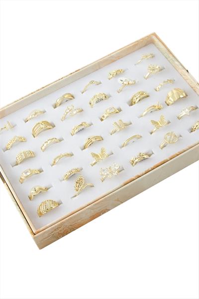 Karışık Lüks Zirkon Taşlı Çelik Yüzük 1 Adet