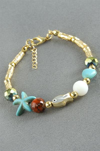 Karışık Turkuaz Taşlı Mineli Bileklik