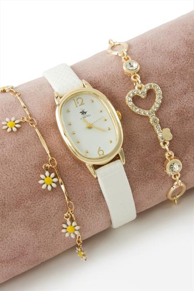 Kayışlı Bayan Kol Saati ve Bileklik Kombini