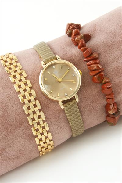Kayışlı Bayan Kol Saati ve Bileklik Kombini