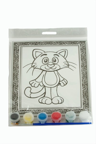 Kedi Desenli Boyama Tuval Seti