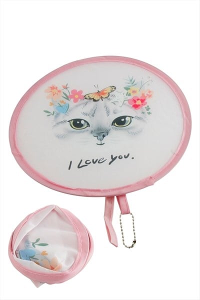 Kedi Desenli Kore Yelpaze 20 cm