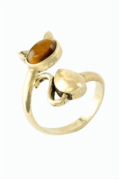 Kedi Doğaltaşlı Otantik Yüzük