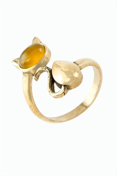 Kedi Doğaltaşlı Otantik Yüzük