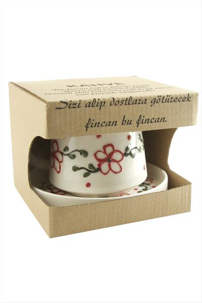 Kelebek Desenli Seramik Tabaklı Kupa