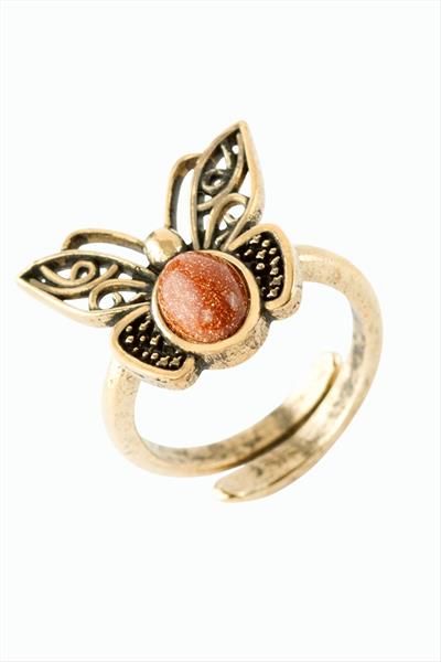 Kelebek Doğaltaşlı Otantik Yüzük