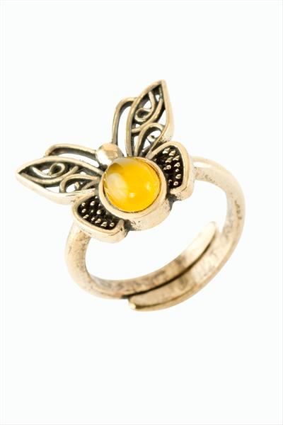 Kelebek Doğaltaşlı Otantik Yüzük