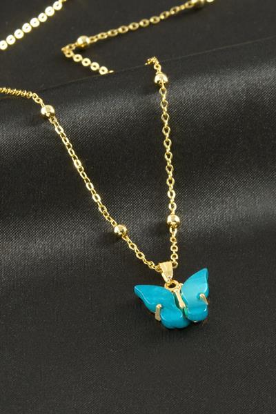 Kelebek Figürlü Polyester Kolye