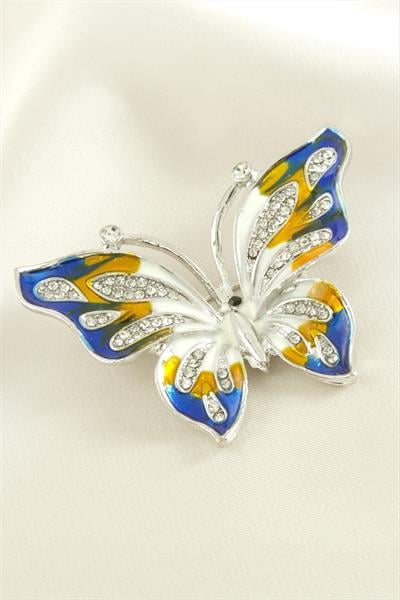 Kelebek Mineli Taşlı Broş