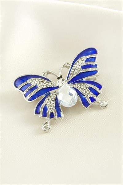 Kelebek Mineli Taşlı Broş