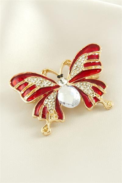 Kelebek Mineli Taşlı Broş