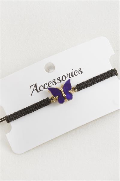 Kelebek Polyester Makrome Örgülü Bileklik