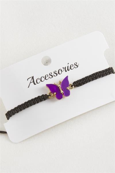 Kelebek Polyester Makrome Örgülü Bileklik