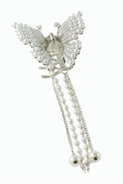 Kelebek Sallantılı İnci Metal Mandal Toka 6 cm