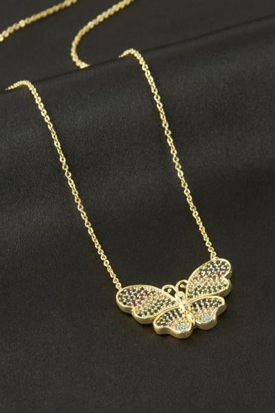 Kelebek Zirkon Taşlı Kolye