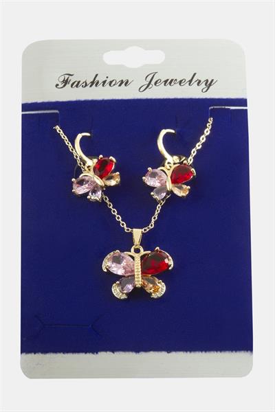 Kelebek Zirkon Taşlı Set Kolye