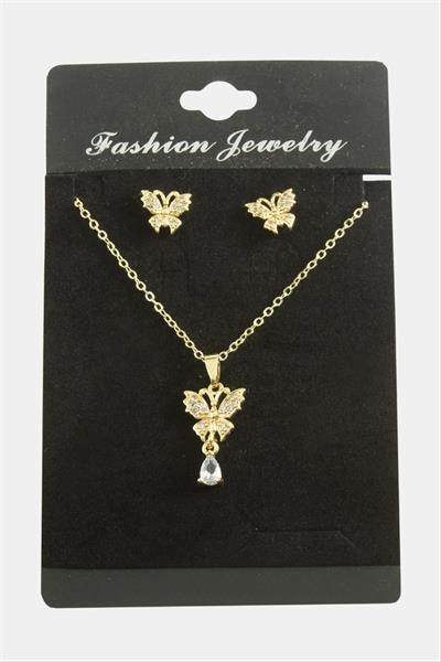 Kelebek Zirkon Taşlı Set Kolye