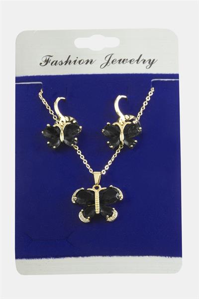 Kelebek Zirkon Taşlı Set Kolye