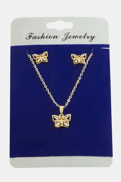 Kelebek Zirkon Taşlı Set Kolye