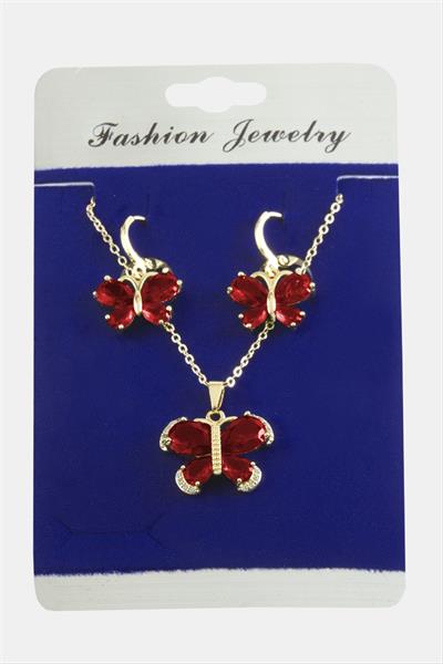 Kelebek Zirkon Taşlı Set Kolye