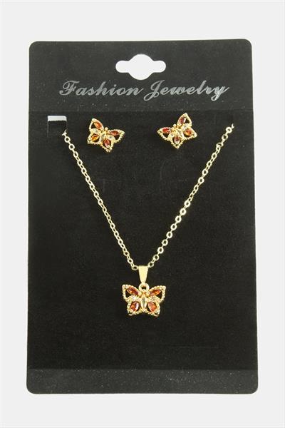 Kelebek Zirkon Taşlı Set Kolye