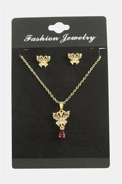 Kelebek Zirkon Taşlı Set Kolye