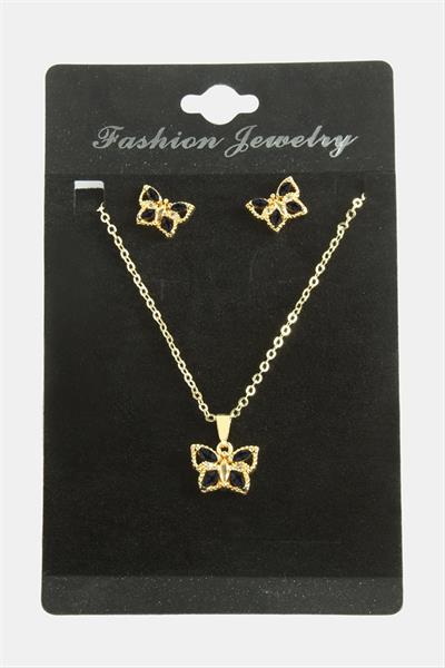 Kelebek Zirkon Taşlı Set Kolye