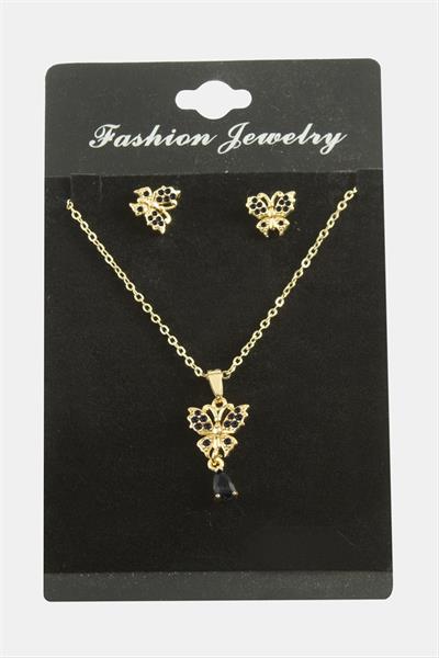 Kelebek Zirkon Taşlı Set Kolye