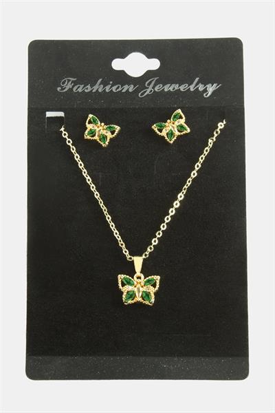 Kelebek Zirkon Taşlı Set Kolye