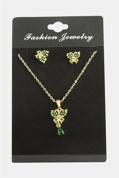 Kelebek Zirkon Taşlı Set Kolye