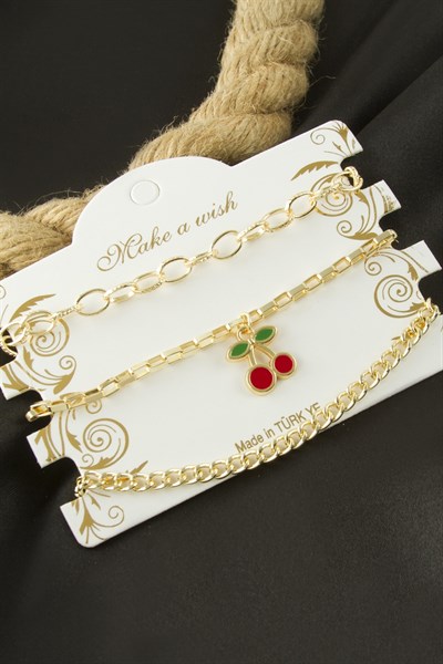 Kiraz Zincir Bileklik 3 Adet