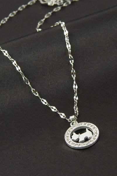 Köpek Zirkon Taşlı Kolye