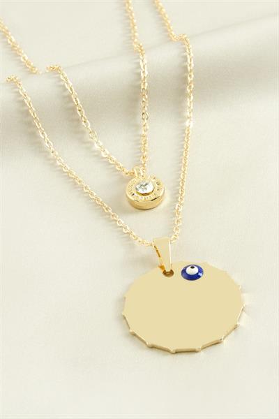 Köşeli İsim Yazılabilir Boş Plaka İkili Kolye