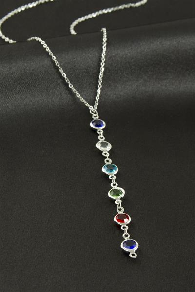 Kristal Taşlı Çelik Kolye