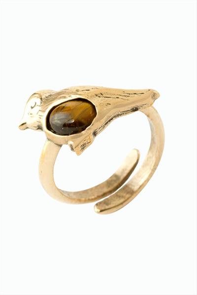 Kuş Doğaltaşlı Otantik Yüzük