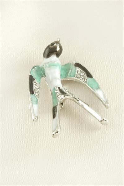 Kuş Mineli Taşlı Broş