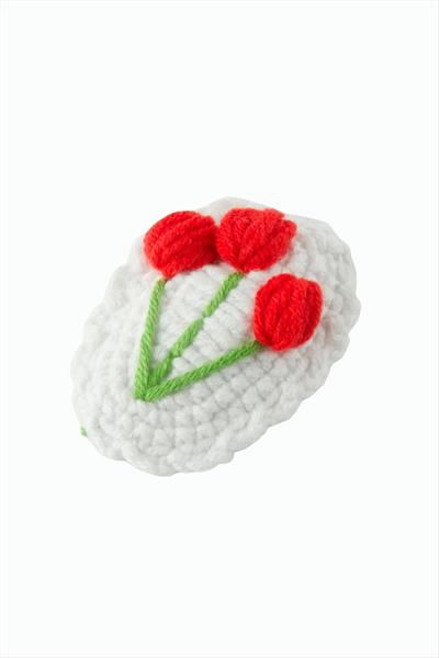 Lale İşlemeli Örgülü Çıtçıtlı Toka