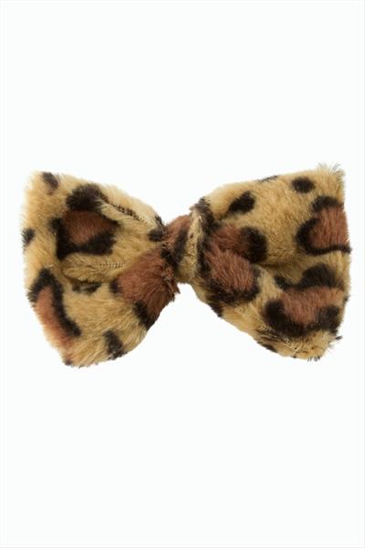 Leopar Desenli Fiyong Tüylü Otomatik Toka 14 cm