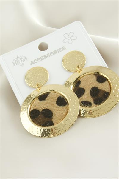 Leopar Desenli Metal Küpe
