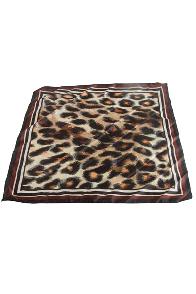 Leopar Desenli Saten Fular 50*50 cm