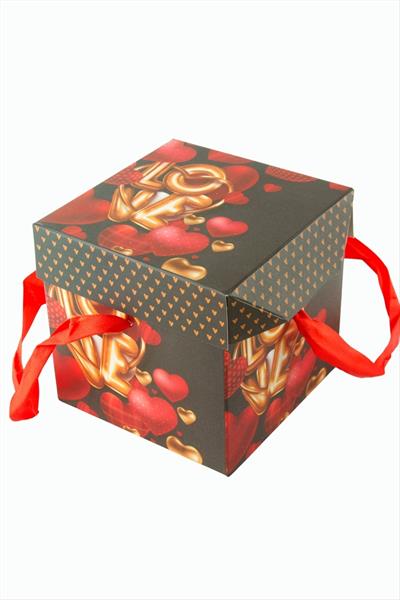 Love Yazılı Simli Kare Hediyelik Kutu 22 cm