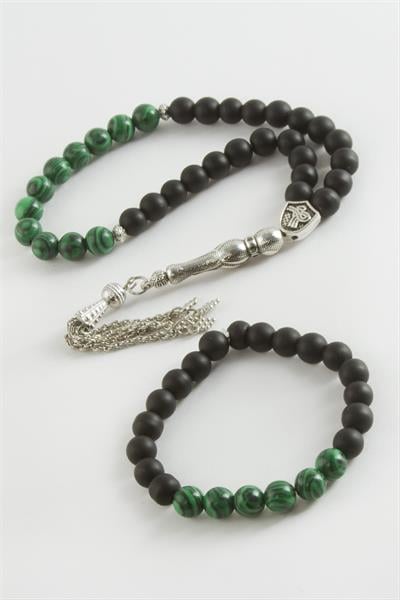 Malahit-Onix Tesbih Bileklik Set 8 mm
