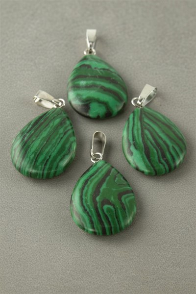 Malahit Oval Doğaltaş Kolye Ucu 1 Adet