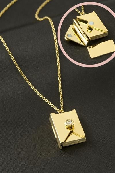 Mektup Kapaklı Çelik Kolye