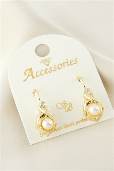 Metal İnci Klipsi Küpe